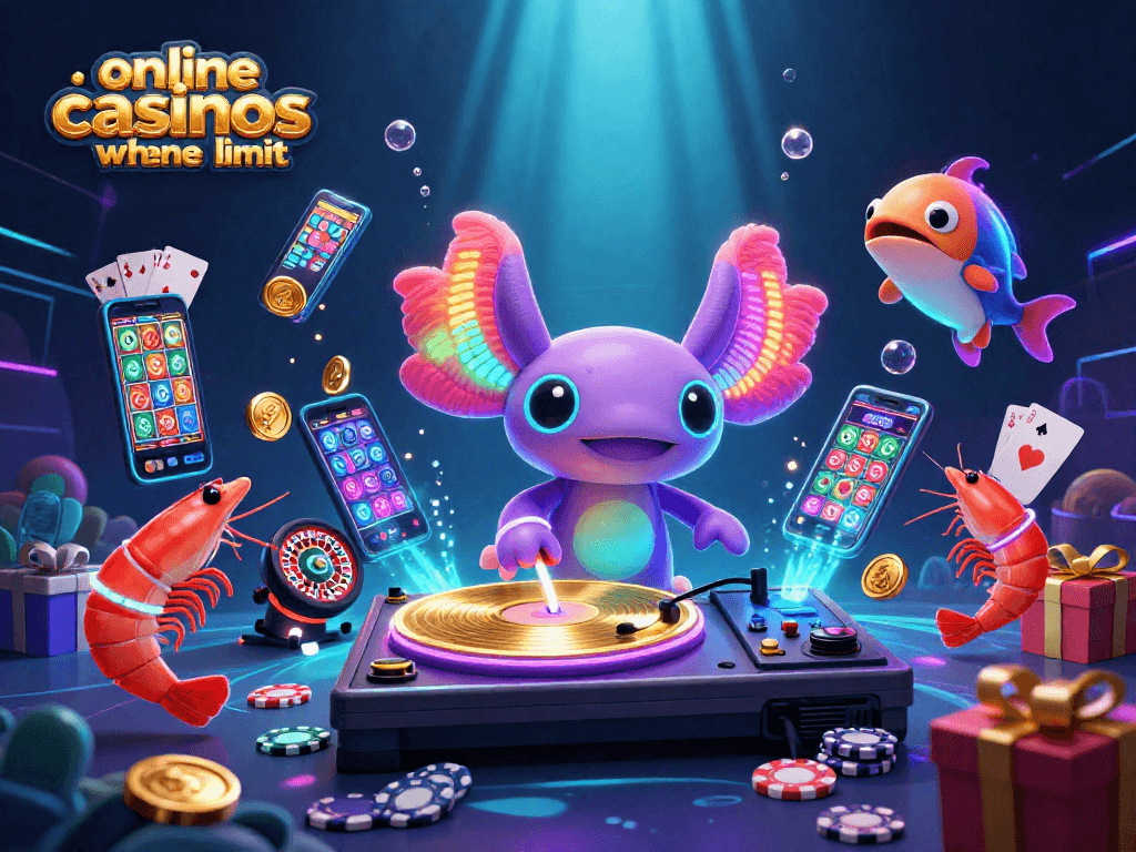Engage with online casinos ohne limit through an animated casino scene featuring vibrant characters and games
