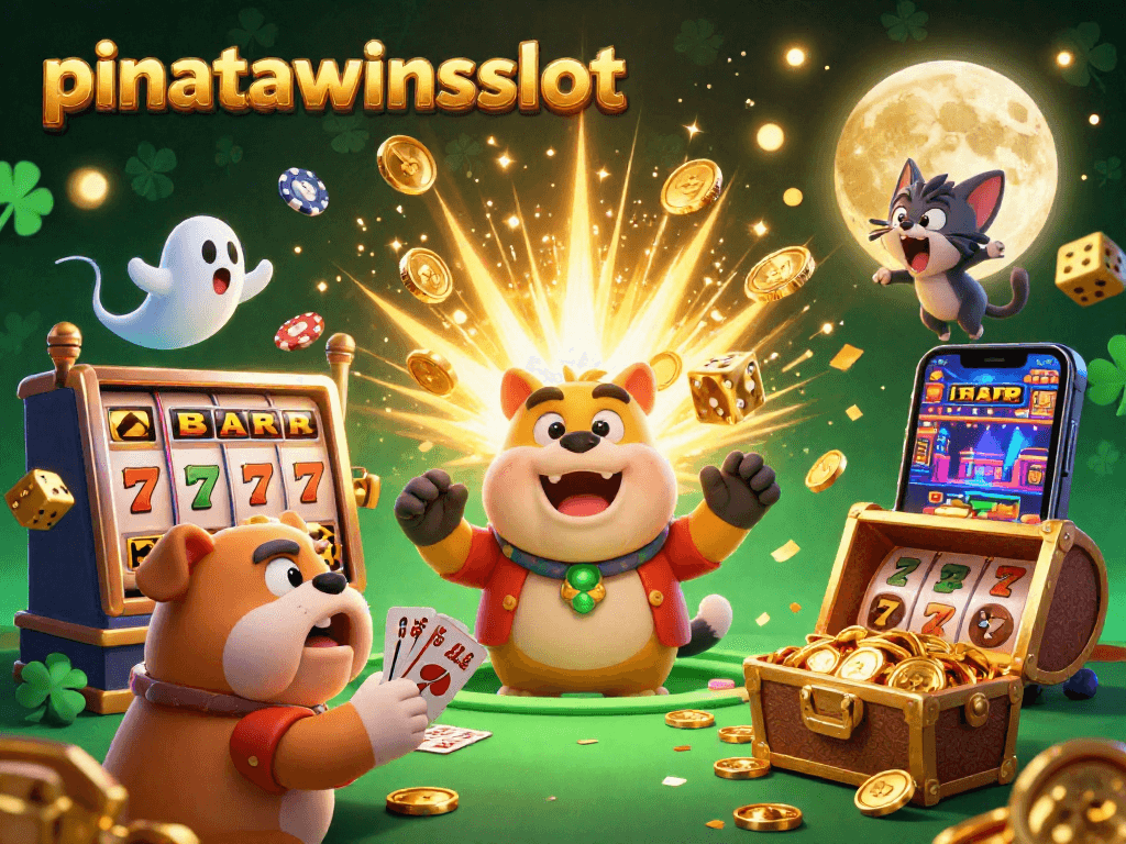 Experience the excitement of pinatawinsslot with a cash jackpot explosion, lively characters, and vibrant casino game elements.