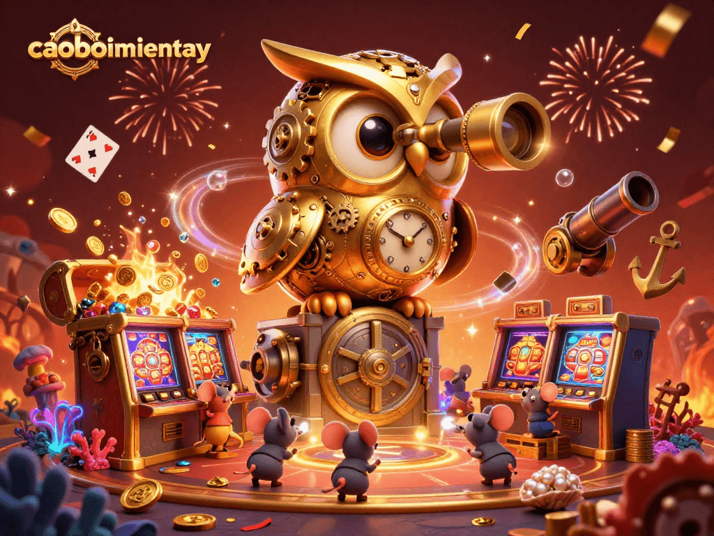 Experience casino excitement with caoboimientay's thrilling characters in a vibrant 3D scene.