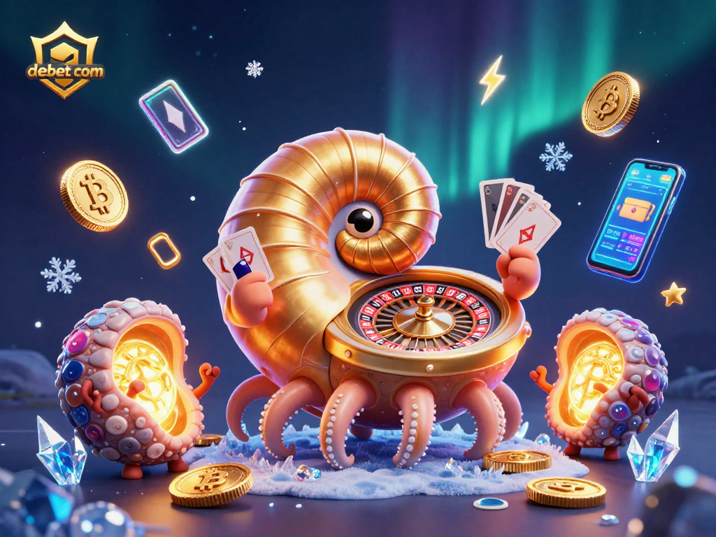 Spin the winning journey at debet com with a 3D casino scene featuring a giant nautical roulette wheel.