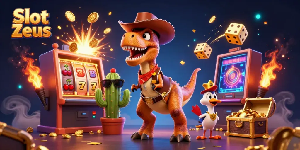Slot Zeus menghadirkan pengalaman kasino dengan dinosaur, simbol slot, dan jackpot yang meledak.