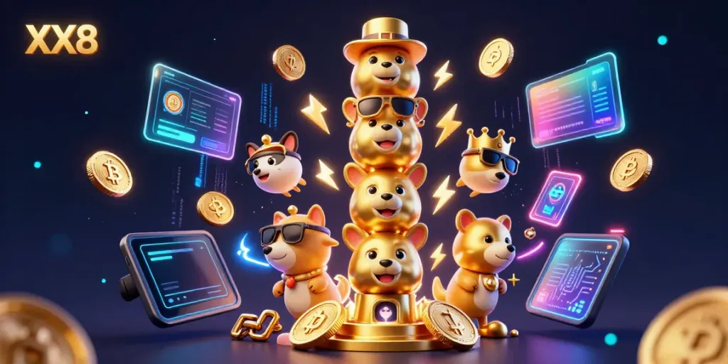Spin the reels of XX8 while surrounded by vibrant casino-themed elements for thrilling gameplay.