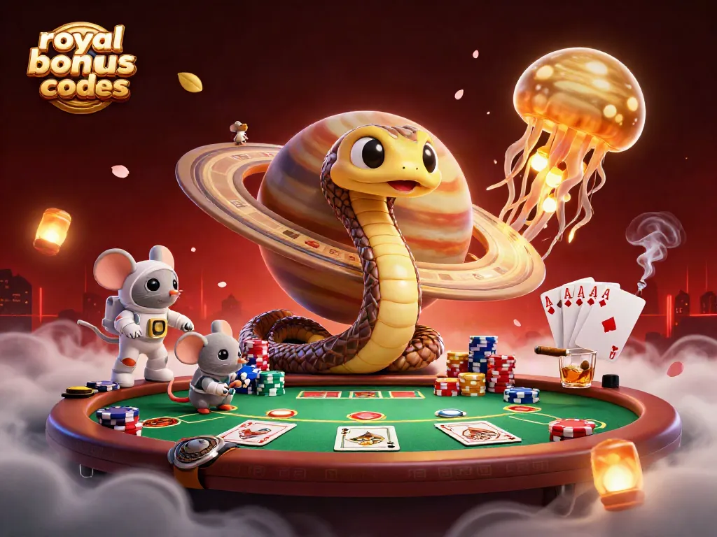 Engage with royal ace bonus codes, discovering vibrant opportunities in a playful cosmic casino scene.