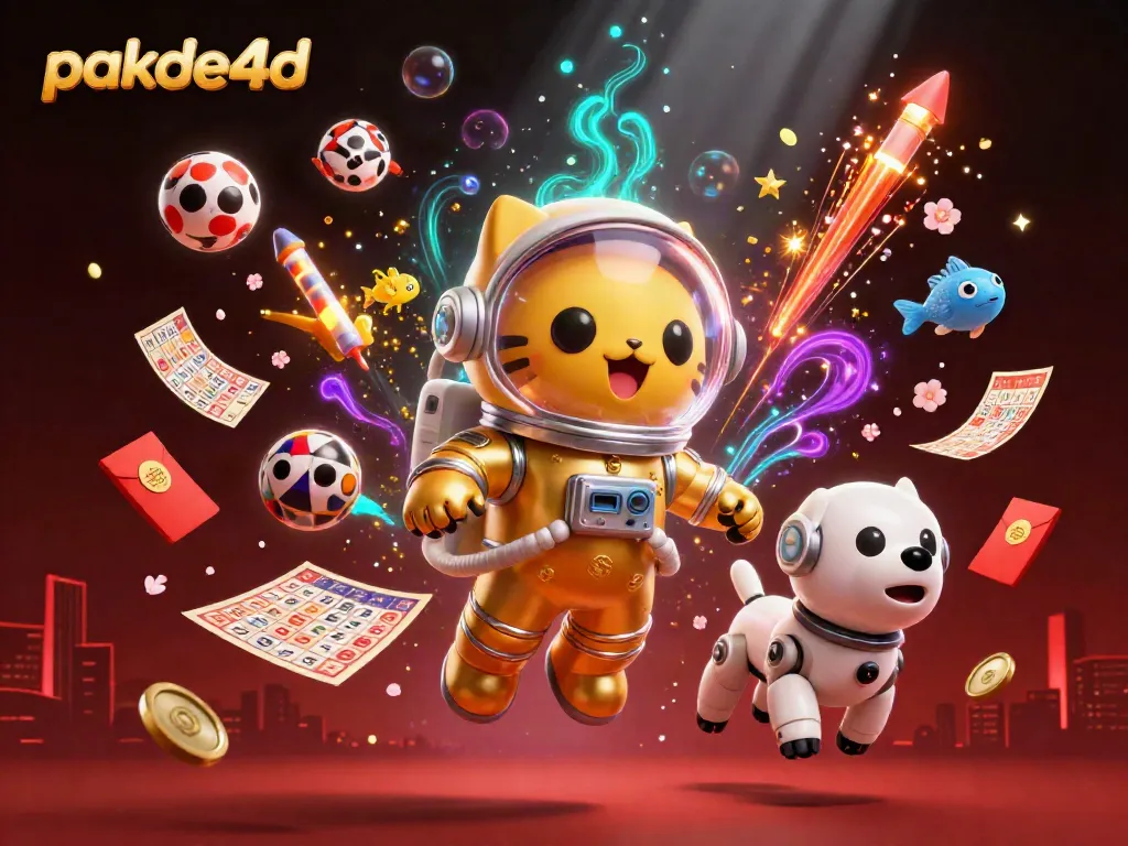 Engage in lottery excitement with pakde4d, highlighted by vibrant lottery balls and lucky envelopes.