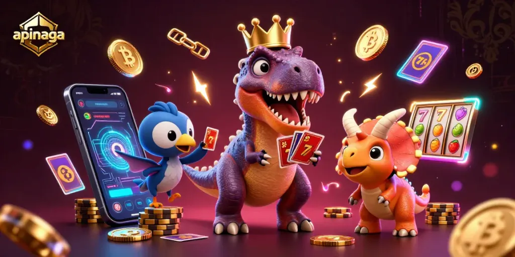 Experience vibrant casino action with apinaga characters in a fun 3D illustration showcasing gaming excitement.