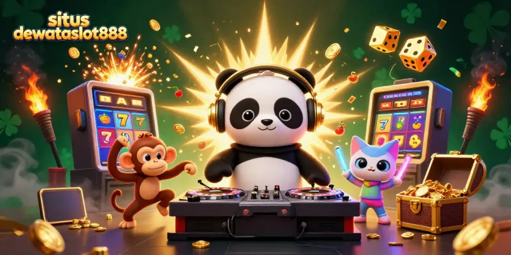 Rasakan pengalaman bermain di situs dewataslot888 dengan DJ panda dan tema kasino yang meriah.