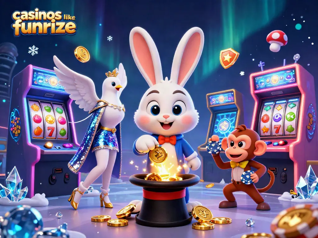 Play exciting games at casinos like funrize, featuring vibrant characters and casino elements.