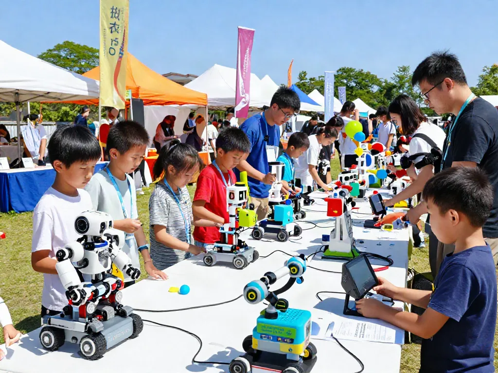 MERAHTOTO - Momen ceria di https://robotfestival.net/kwa-62910 dengan anak-anak berinteraksi dengan robot di festival teknologi.