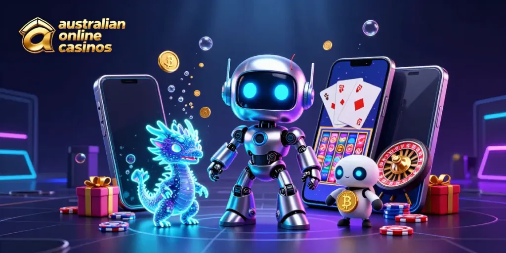 Explore the vibrant world of australian online casinos with dynamic characters and thrilling gaming elements.
