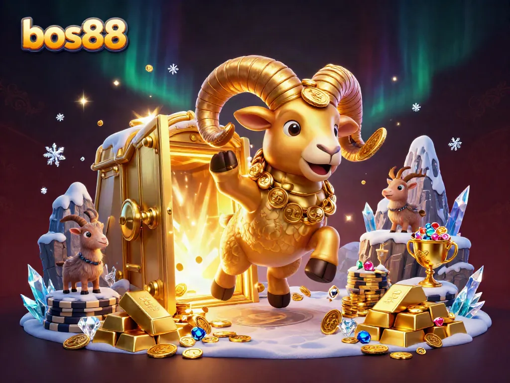 Engage with bos88's vibrant casino scene showcasing golden ram and treasure vault in action