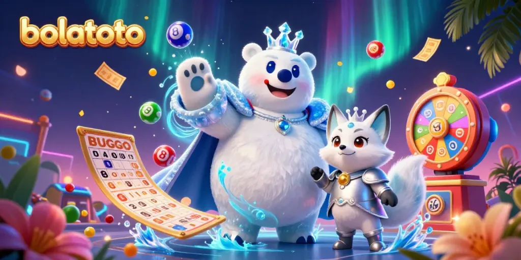 Experience the excitement of bolatoto with animated characters and colorful lottery elements, vividly illustrated.