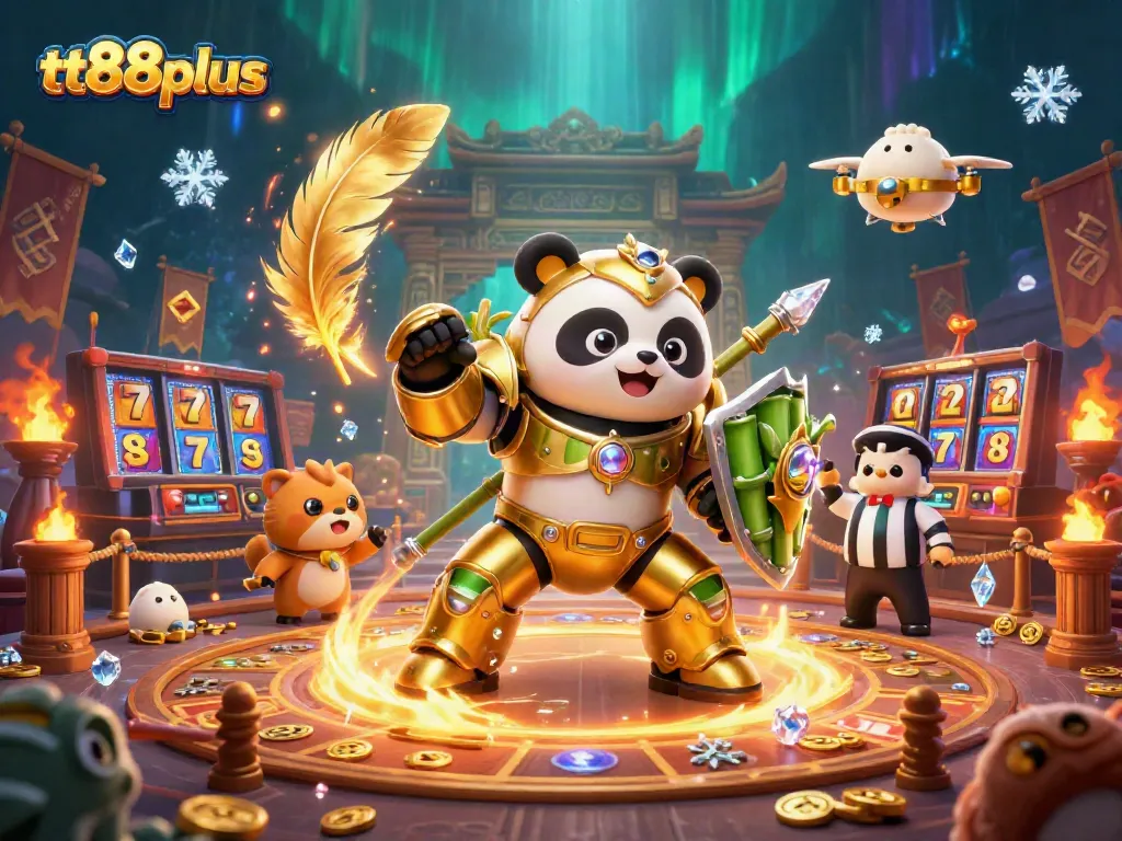 Engage with the thrilling world of tt88plus as our golden panda pilot navigates the dynamic casino arena.