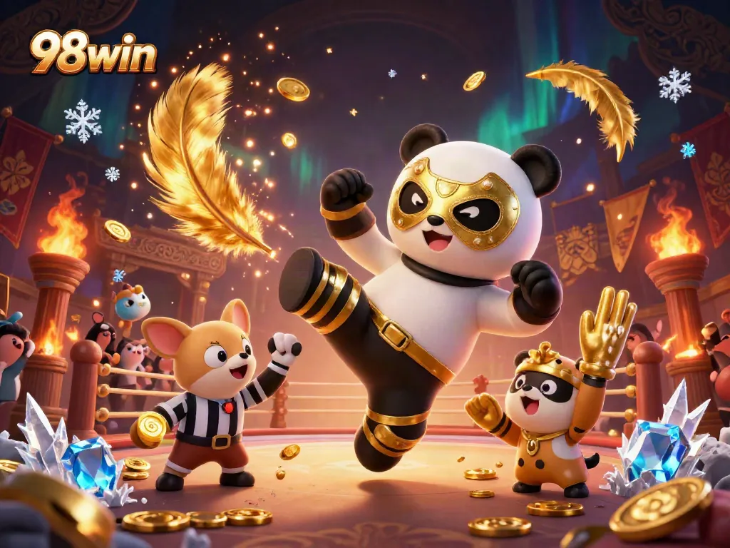 98win showcases a thrilling casino scene with dynamic characters in an energetic atmosphere.