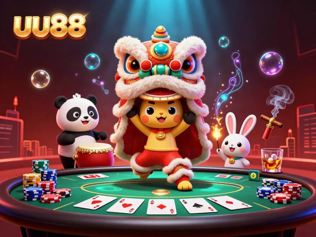 Engage with exciting gameplay at uu88 while enjoying a vibrant lion dance casino scene.