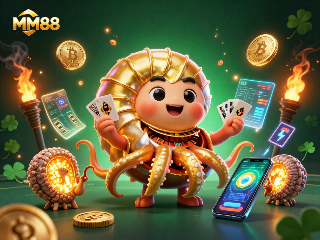 Engage with MM88's dynamic casino scene featuring a nautilus roulette wheel and glowing elements.