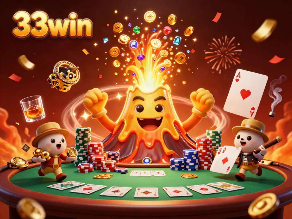 Engage with the vibrant 33win casino scene featuring golden treasures and thrilling poker elements.