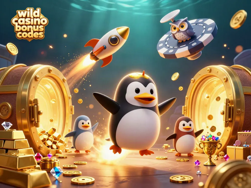 Experience thrilling adventures with wild casino bonus codes and characters in this vibrant 3D casino illustration.