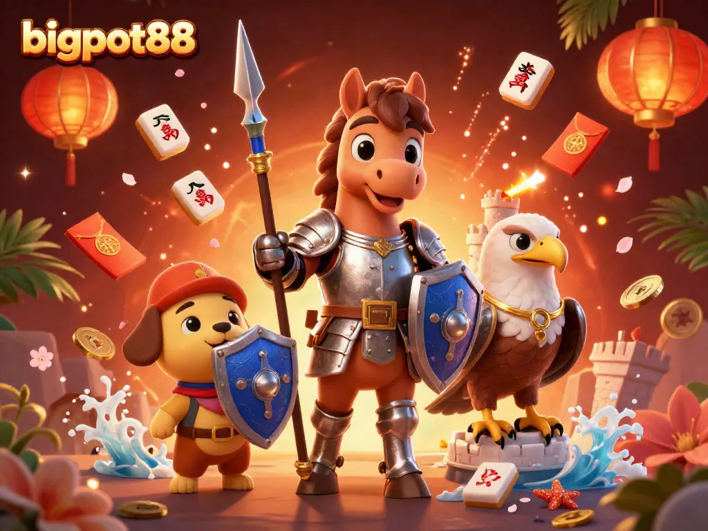 Engage with bigpot88's thrilling casino experience through this vivid digital art scene, featuring dynamic gaming elements.