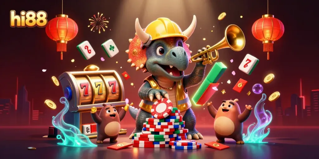Celebrate winning moments at hi88 with vibrant casino elements and lively characters!