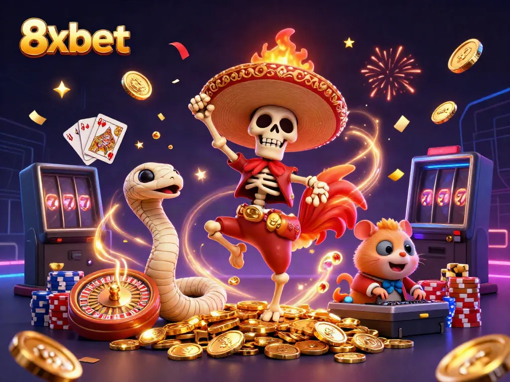 Engage with thrilling play at 8xbet's vibrant online casino featuring dynamic characters and rich casino elements.