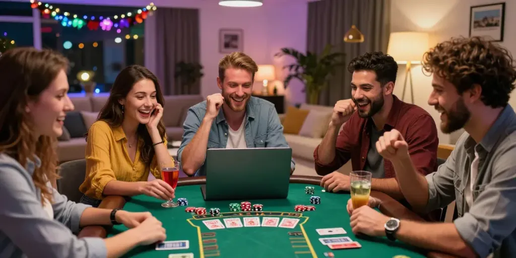Credit card casinos UK experience with friends playing blackjack online.
