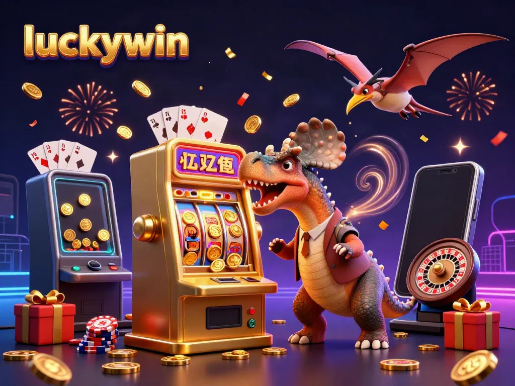 Experience the excitement of luckywin as a pachycephalosaurus wins jackpots alongside a dynamic casino scene.