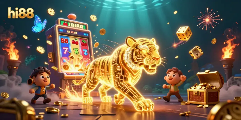 Experience thrilling gameplay at hi88 with golden slots and vibrant casino elements.