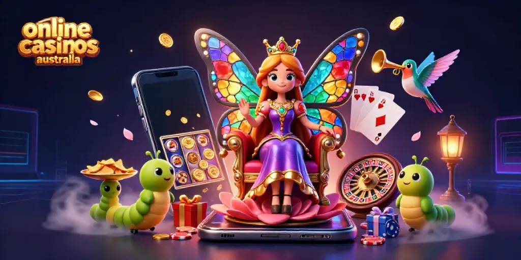 Capture the excitement of playing at online casinos Australia with vibrant 3D cartoon characters and casino games.