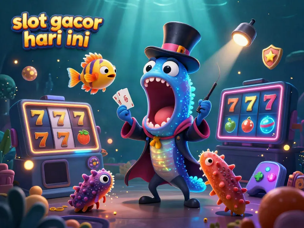 Engaging illustration of slot gacor hari ini featuring a vibrant underwater casino scene.