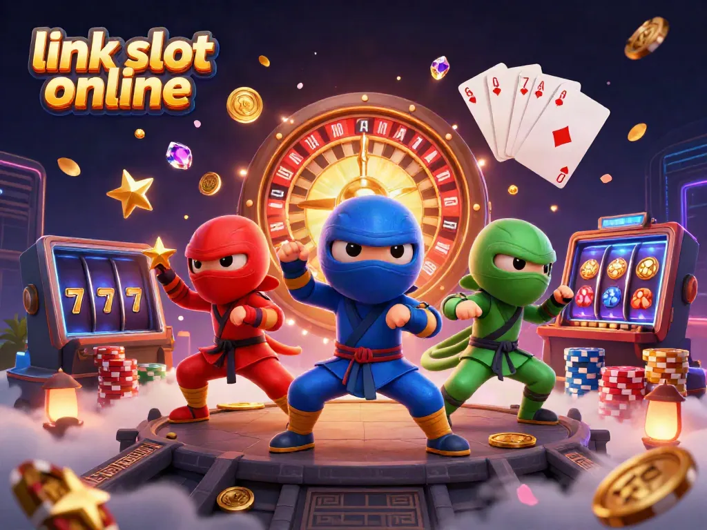 Gamer memainkan slot gacor dengan link slot online di pemandangan penuh warna.