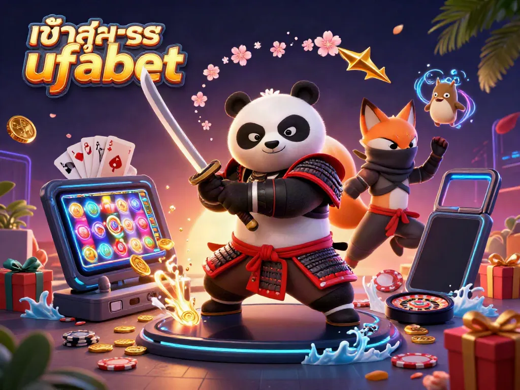 Experience seamless gambling with เข้าสู่ระบบ ufabet, showcasing dynamic characters in a vibrant casino scene.